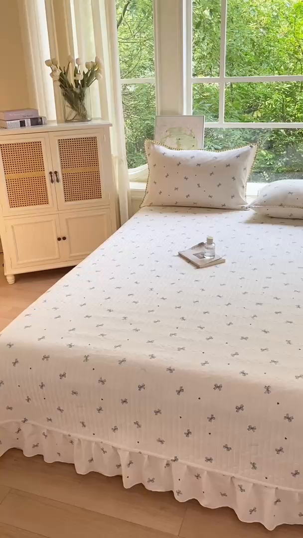 91家纺网 家纺一手货源 找家纺 梦可莱家居 2025新款木棉床盖四件套 兰蝴蝶米