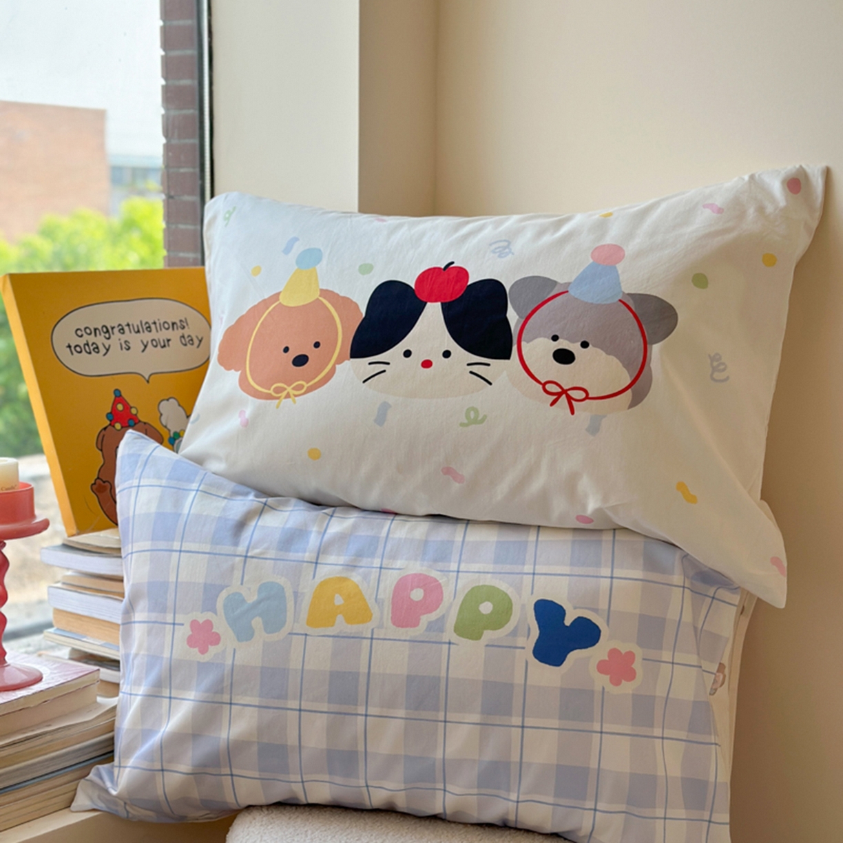 91家纺网 家纺一手货源 找家纺 寐居家纺 2025新款全棉数码大阪枕套 小伙伴