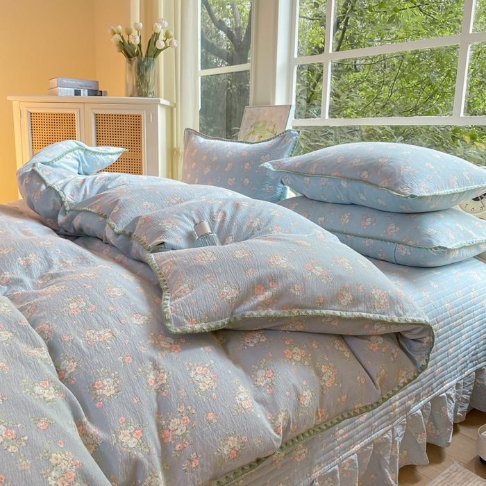 91家纺网 家纺一手货源 找家纺 梦可莱家居 2025新款木棉床盖四件套 兰亭