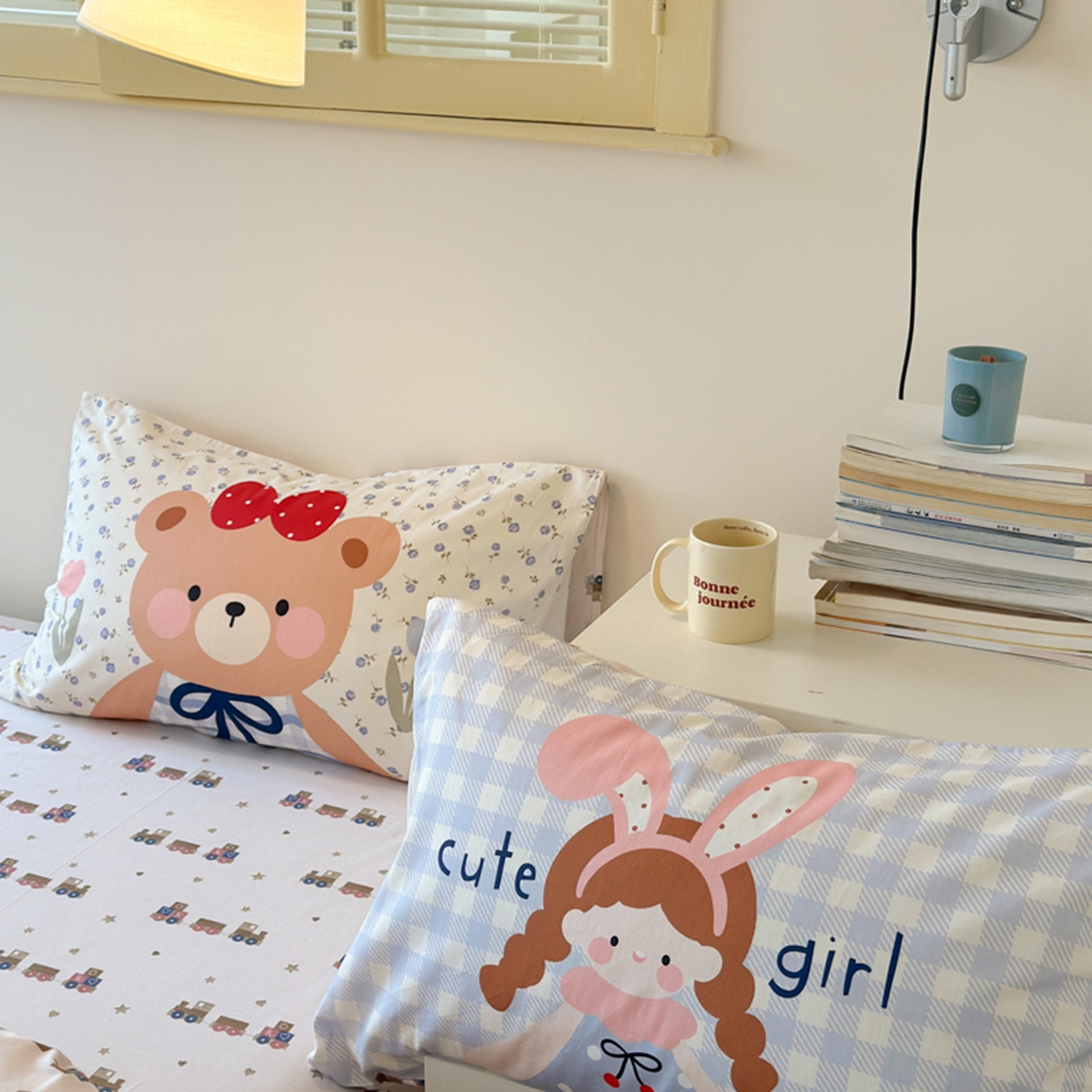 寐居家纺 2025新款全棉数码大阪枕套 小熊日记