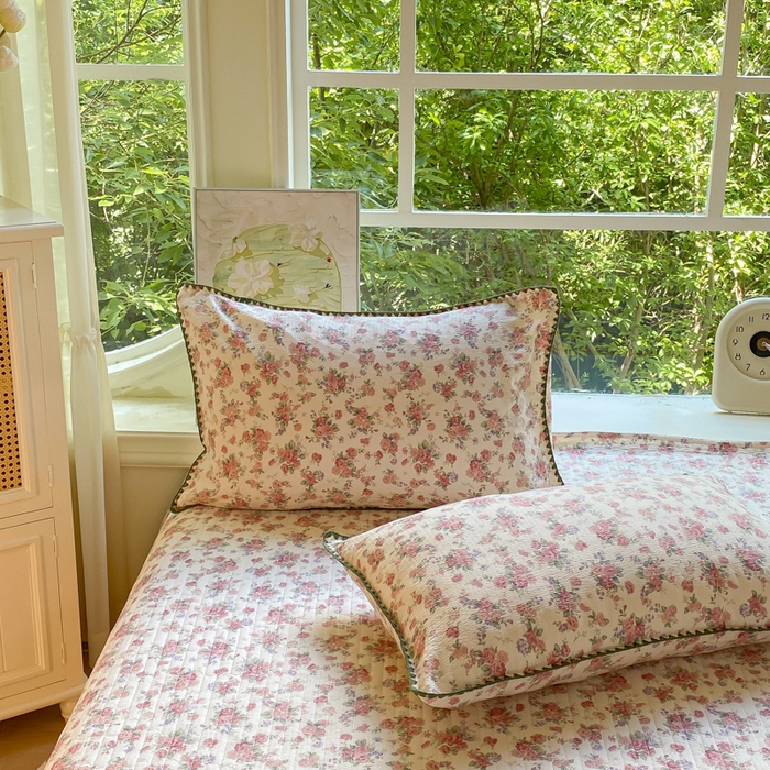 91家纺网 家纺一手货源 找家纺 梦可莱家居 2025新款木棉床盖四件套 玫瑰花园