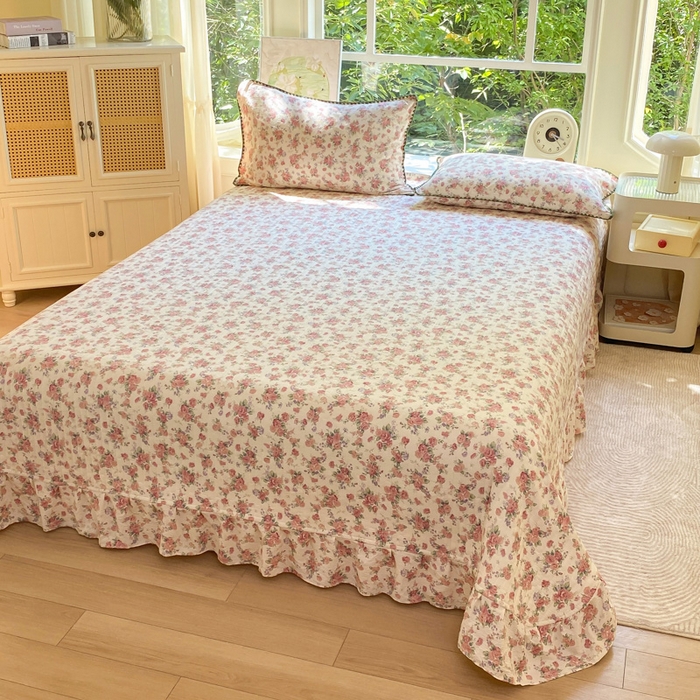 91家纺网 家纺一手货源 找家纺 梦可莱家居 2025新款木棉床盖四件套 玫瑰花园