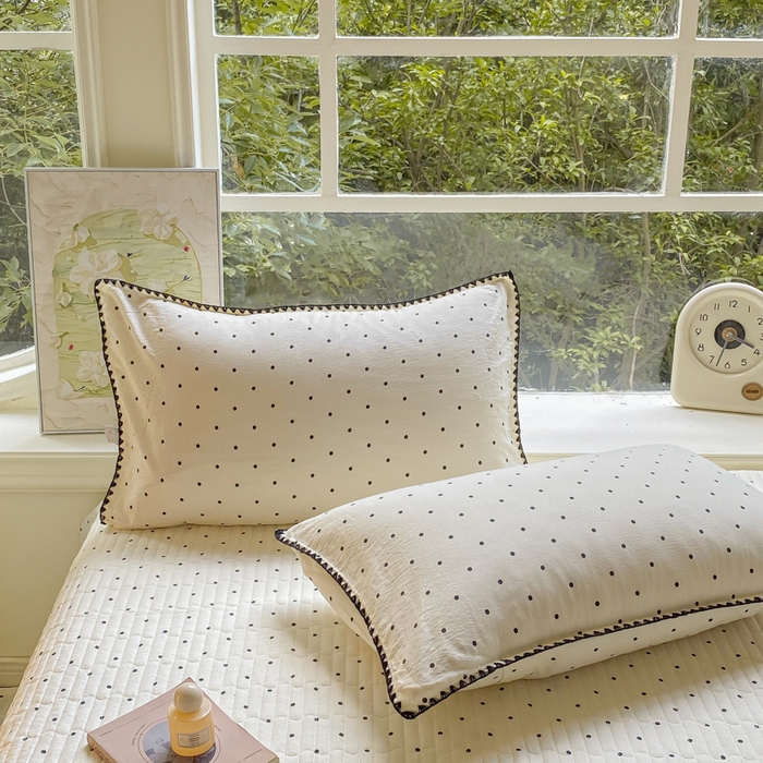 91家纺网 家纺一手货源 找家纺 梦可莱家居 2025新款木棉床盖四件套 米波点