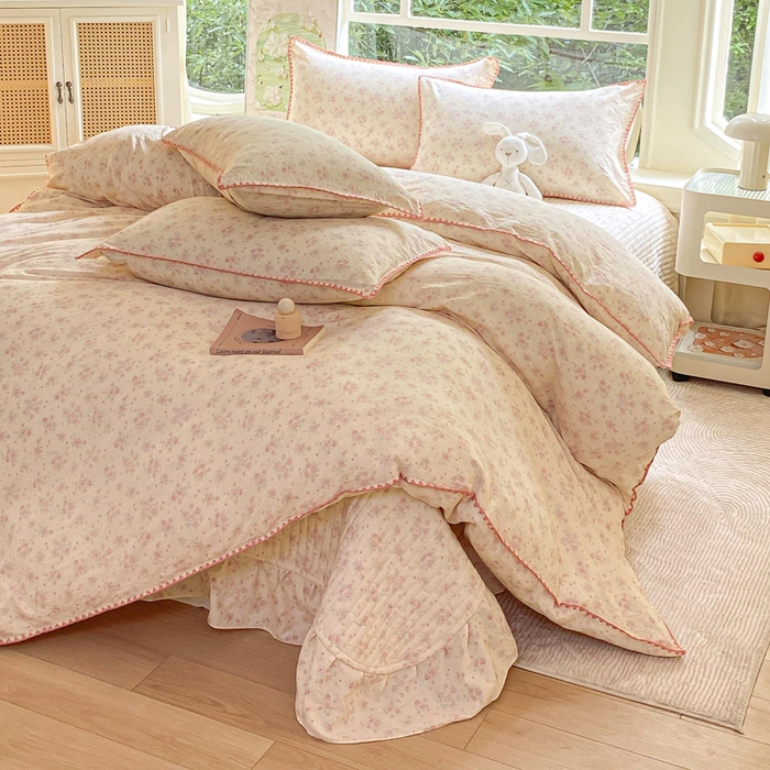 91家纺网 家纺一手货源 找家纺 梦可莱家居 2025新款木棉床盖四件套 木兰香