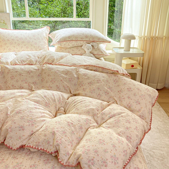 91家纺网 家纺一手货源 找家纺 梦可莱家居 2025新款木棉床盖四件套 木兰香