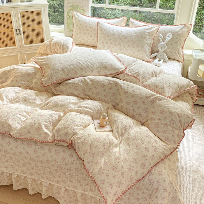 91家纺网 家纺一手货源 找家纺 梦可莱家居 2025新款木棉床盖四件套 木兰香