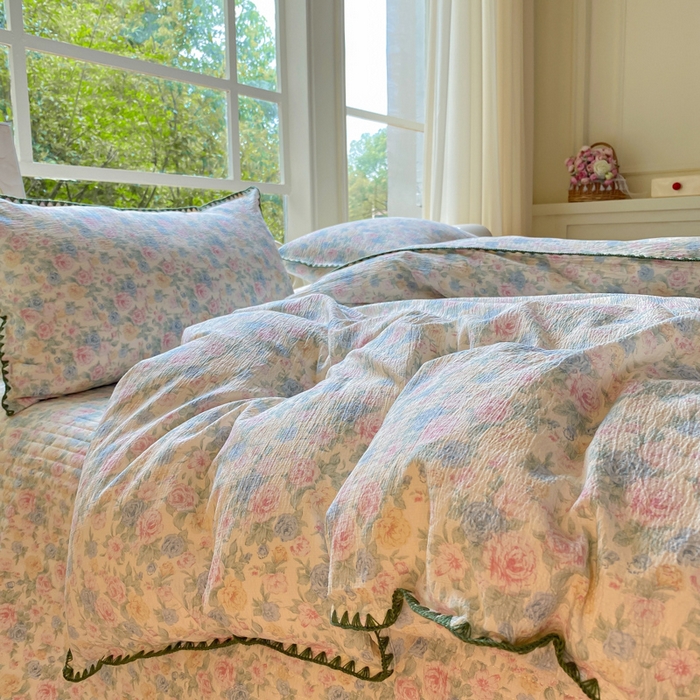 91家纺网 家纺一手货源 找家纺 梦可莱家居 2025新款木棉床盖四件套 清秋