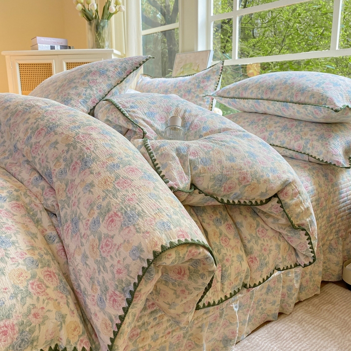 91家纺网 家纺一手货源 找家纺 梦可莱家居 2025新款木棉床盖四件套 清秋