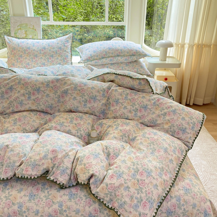 91家纺网 家纺一手货源 找家纺 梦可莱家居 2025新款木棉床盖四件套 清秋