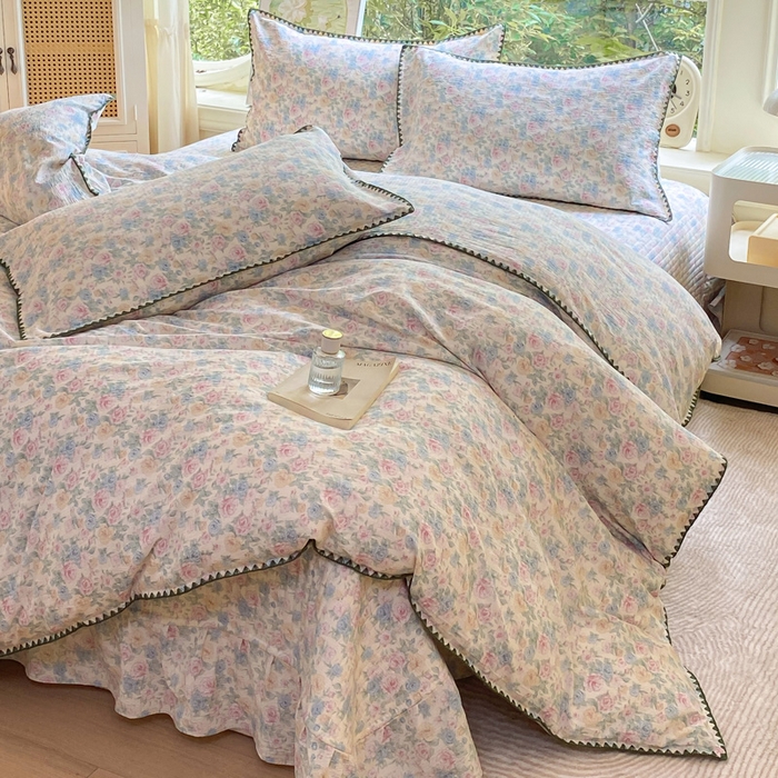 91家纺网 家纺一手货源 找家纺 梦可莱家居 2025新款木棉床盖四件套 清秋