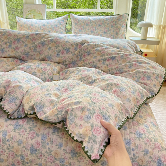 91家纺网 家纺一手货源 找家纺 梦可莱家居 2025新款木棉床盖四件套 清秋