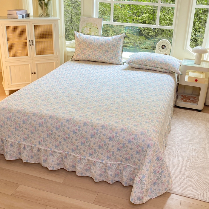 91家纺网 家纺一手货源 找家纺 梦可莱家居 2025新款木棉床盖四件套 清秋