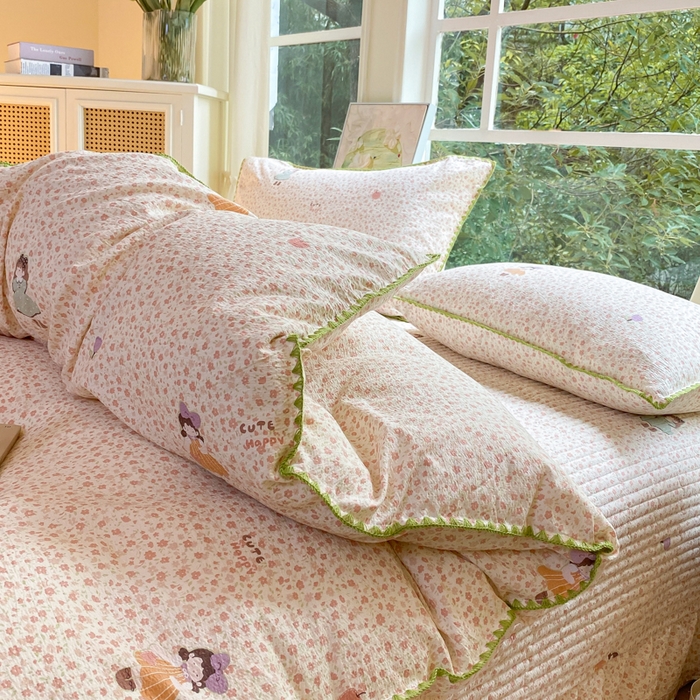 91家纺网 家纺一手货源 找家纺 梦可莱家居 2025新款木棉床盖四件套 小女孩