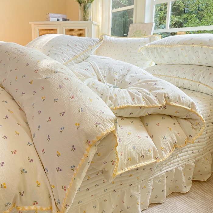 91家纺网 家纺一手货源 找家纺 梦可莱家居 2025新款木棉床盖四件套 樱桃