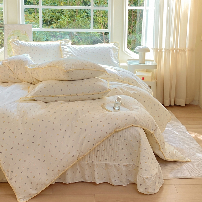 91家纺网 家纺一手货源 找家纺 梦可莱家居 2025新款木棉床盖四件套 樱桃