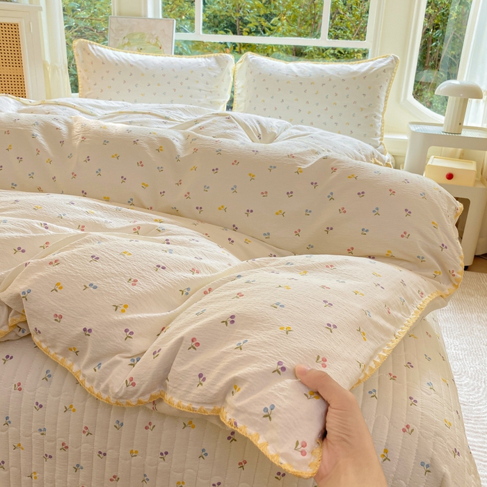 91家纺网 家纺一手货源 找家纺 梦可莱家居 2025新款木棉床盖四件套 樱桃