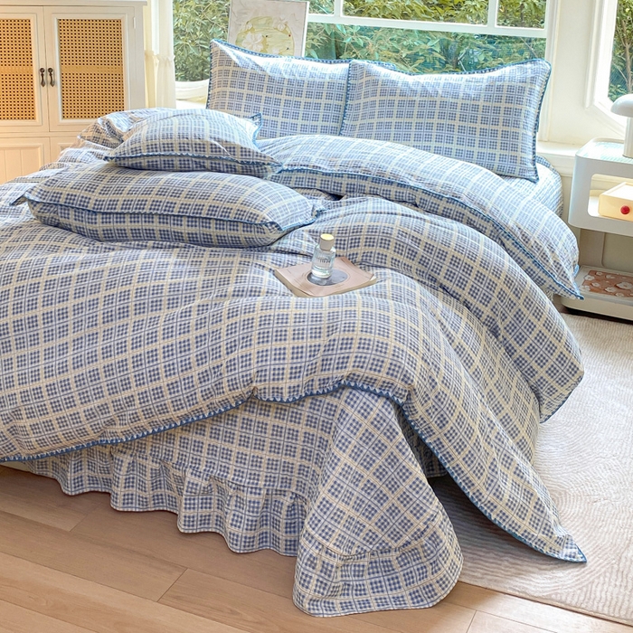 梦可莱家居 2025新款木棉床盖四件套 兰格