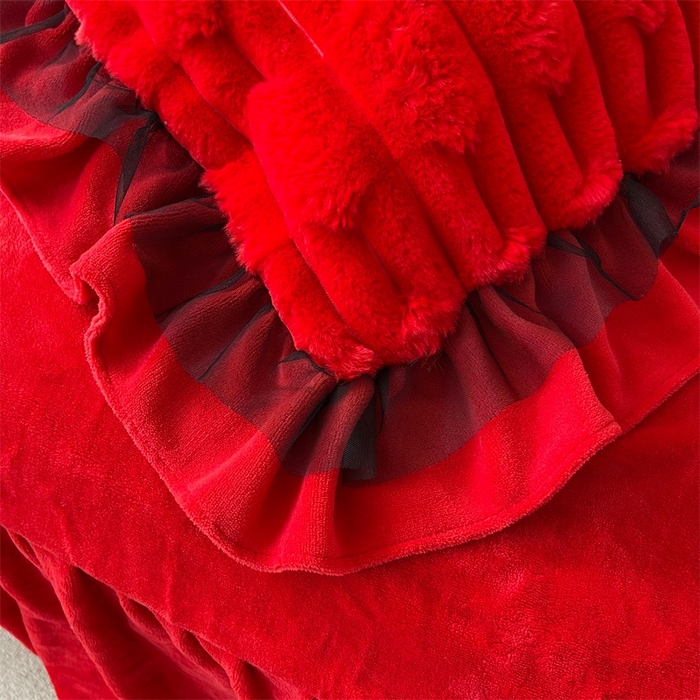 91家纺网 家纺一手货源 找家纺 （总）睡美人 2025韩版兔绒提花牛奶绒床裙床单床笠款四件套