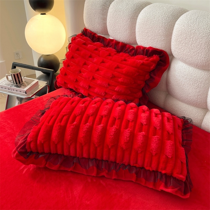 91家纺网 家纺一手货源 找家纺 （总）睡美人 2025韩版兔绒提花牛奶绒床裙床单床笠款四件套