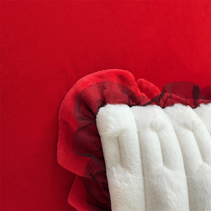 91家纺网 家纺一手货源 找家纺 睡美人 2025韩版兔绒提花牛奶绒床裙床单床笠款四件套 兔绒提花-大红色