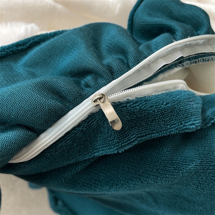 91家纺网 家纺一手货源 找家纺 睡美人 2025韩版兔绒提花牛奶绒床裙床单床笠款四件套 兔绒提花-孔雀绿