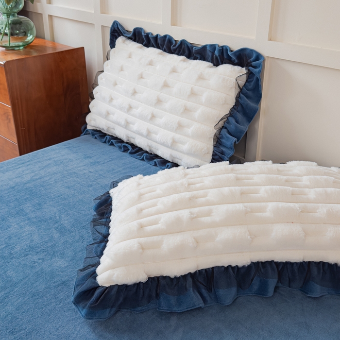 91家纺网 家纺一手货源 找家纺 睡美人 2025韩版兔绒提花牛奶绒床裙床单床笠款四件套 兔绒提花-气质灰