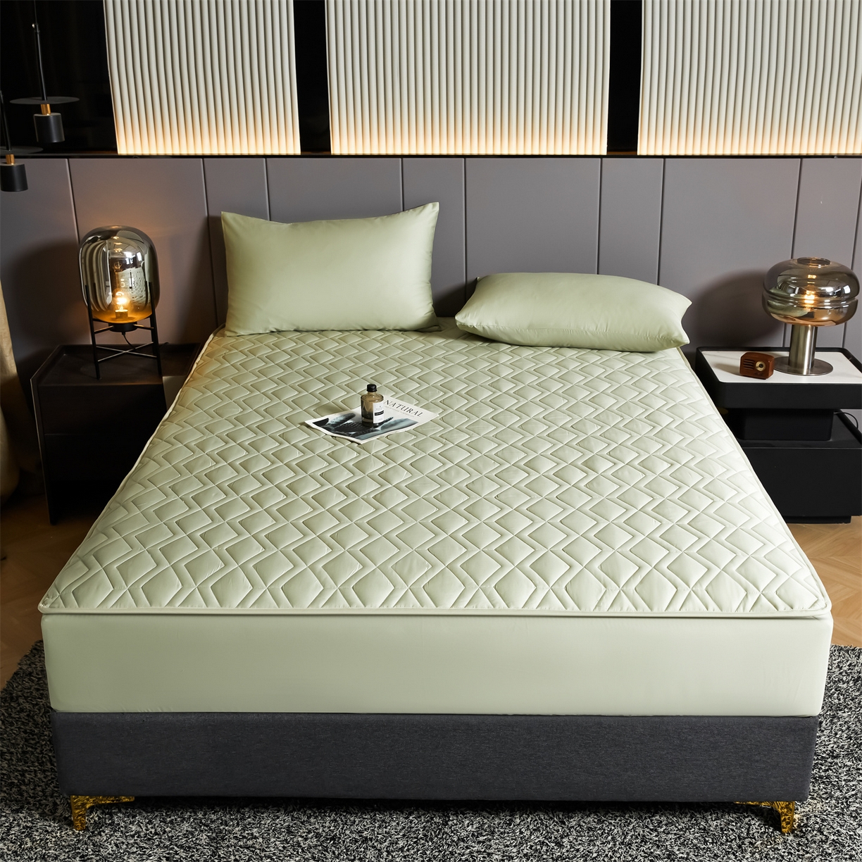 91家纺网 家纺一手货源 找家纺 优眠坊 2025新款60S全棉纯棉纯色床笠系列单床笠单品床笠单件床笠 柳染绿