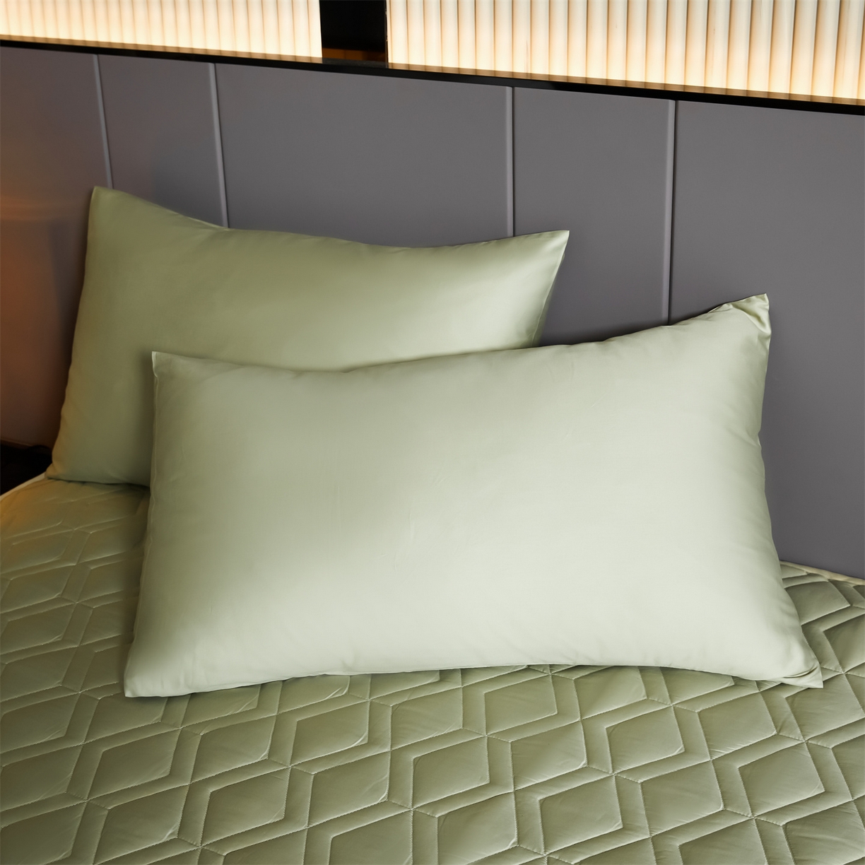 91家纺网 家纺一手货源 找家纺 优眠坊 2025新款60S全棉纯棉纯色床笠系列单床笠单品床笠单件床笠 柳染绿