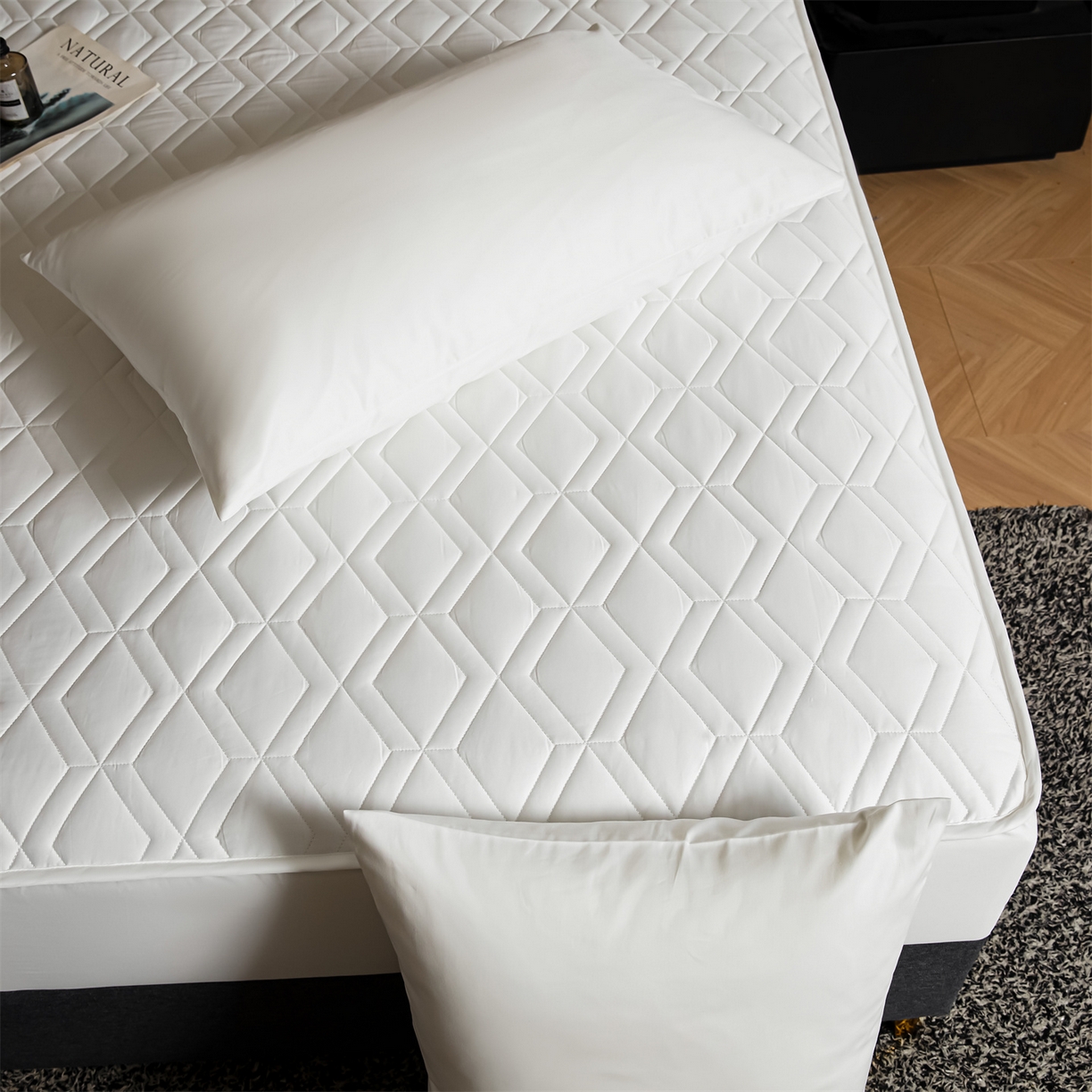 91家纺网 家纺一手货源 找家纺 优眠坊 2025新款60S全棉纯棉纯色床笠系列单床笠单品床笠单件床笠 棉花白