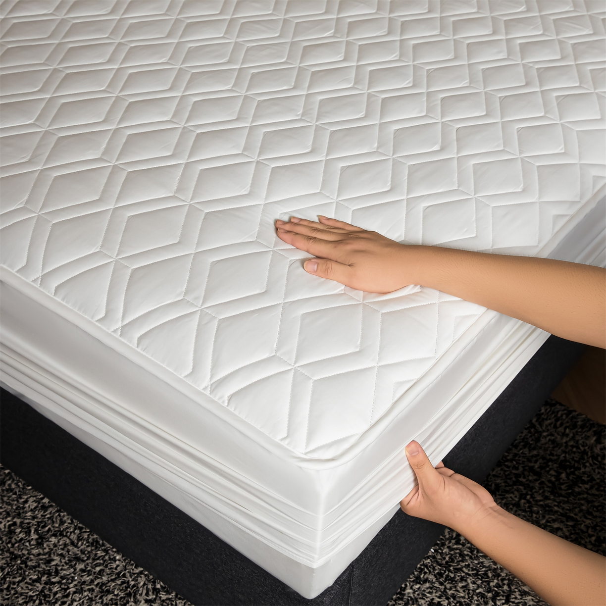 91家纺网 家纺一手货源 找家纺 优眠坊 2025新款60S全棉纯棉纯色床笠系列单床笠单品床笠单件床笠 棉花白