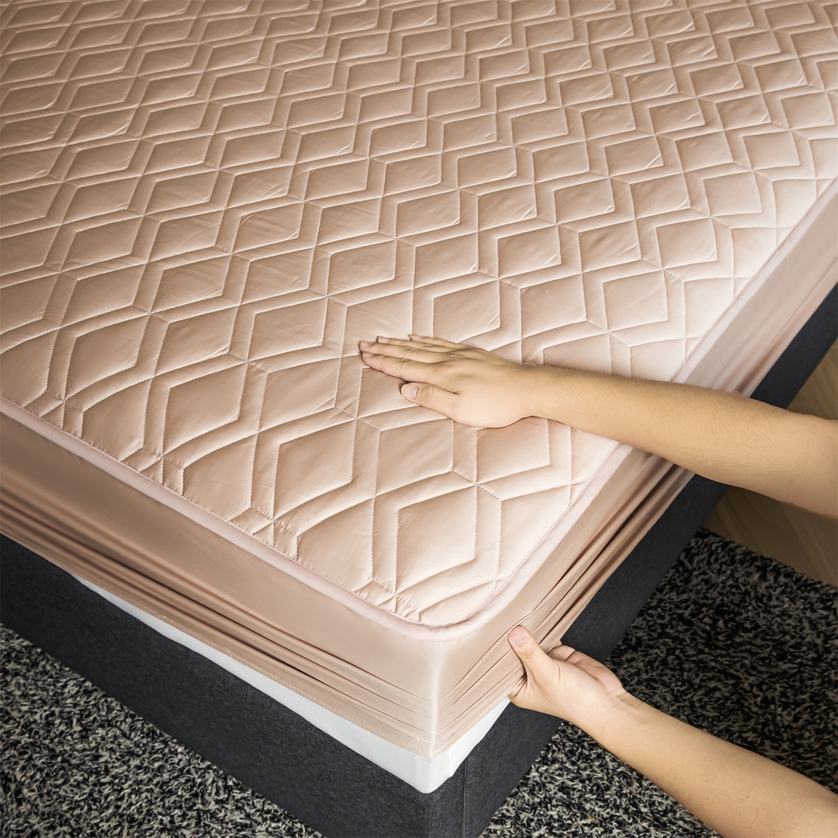 91家纺网 家纺一手货源 找家纺 优眠坊 2025新款60S全棉纯棉纯色床笠系列单床笠单品床笠单件床笠 千代粉