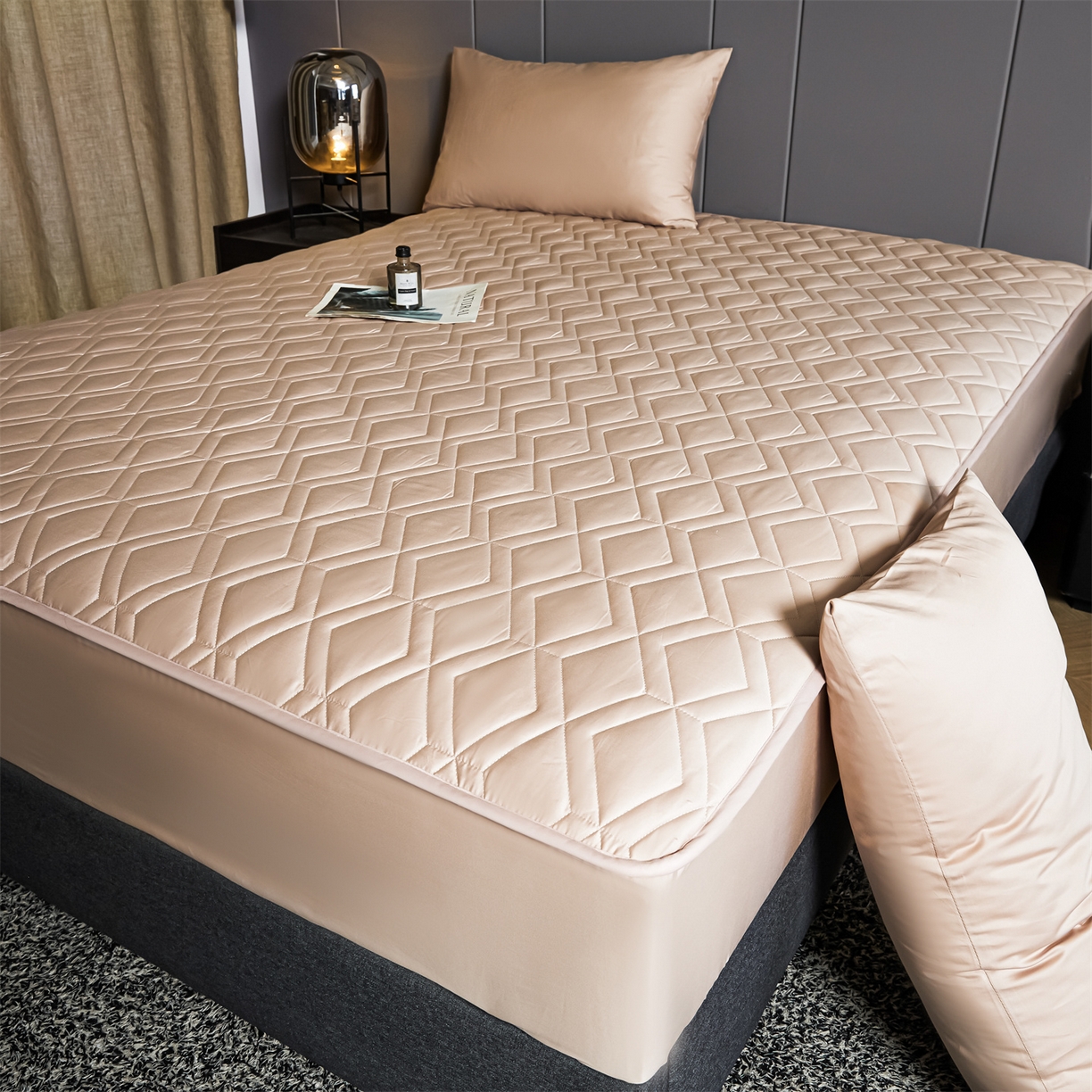 91家纺网 家纺一手货源 找家纺 优眠坊 2025新款60S全棉纯棉纯色床笠系列单床笠单品床笠单件床笠 千代粉