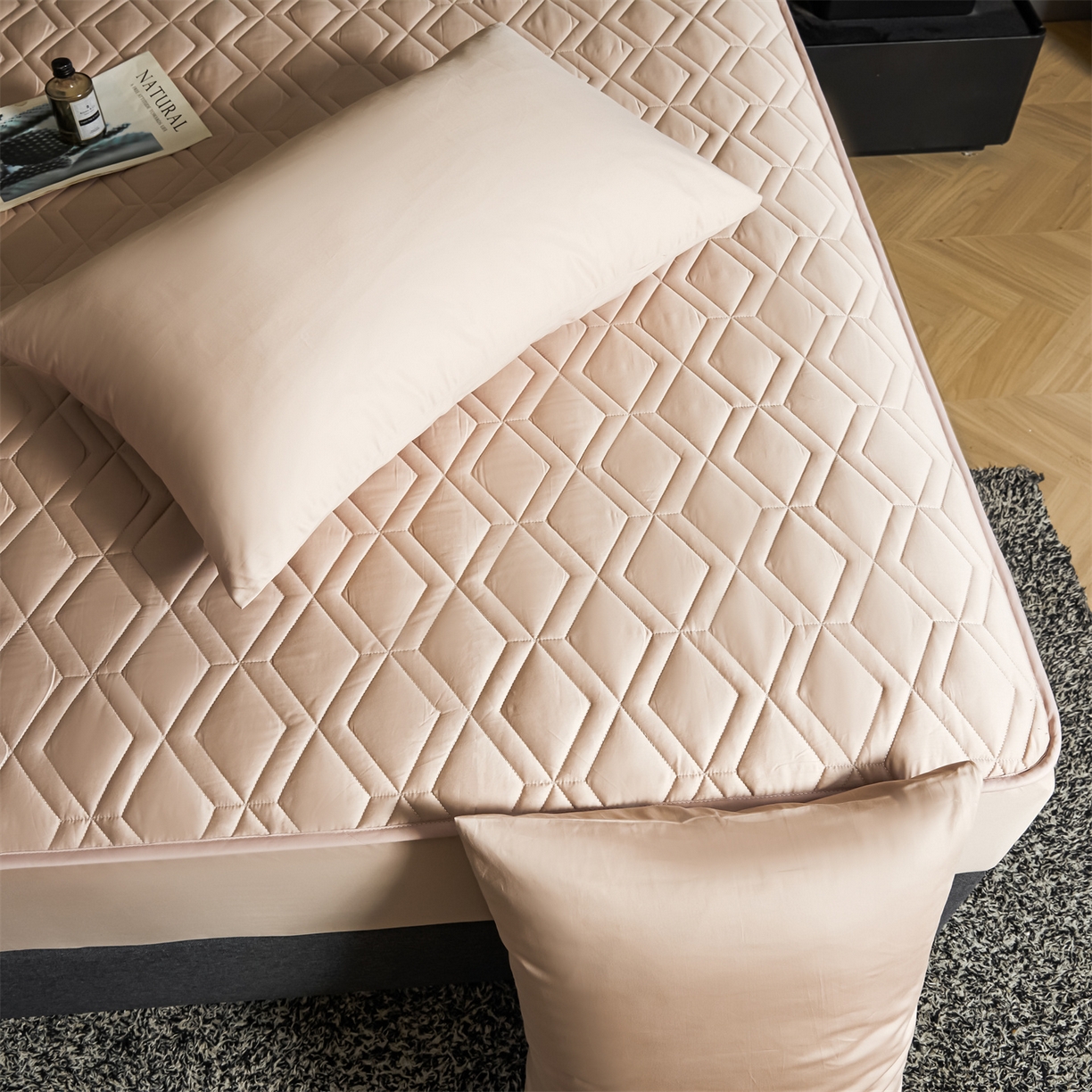 91家纺网 家纺一手货源 找家纺 优眠坊 2025新款60S全棉纯棉纯色床笠系列单床笠单品床笠单件床笠 千代粉