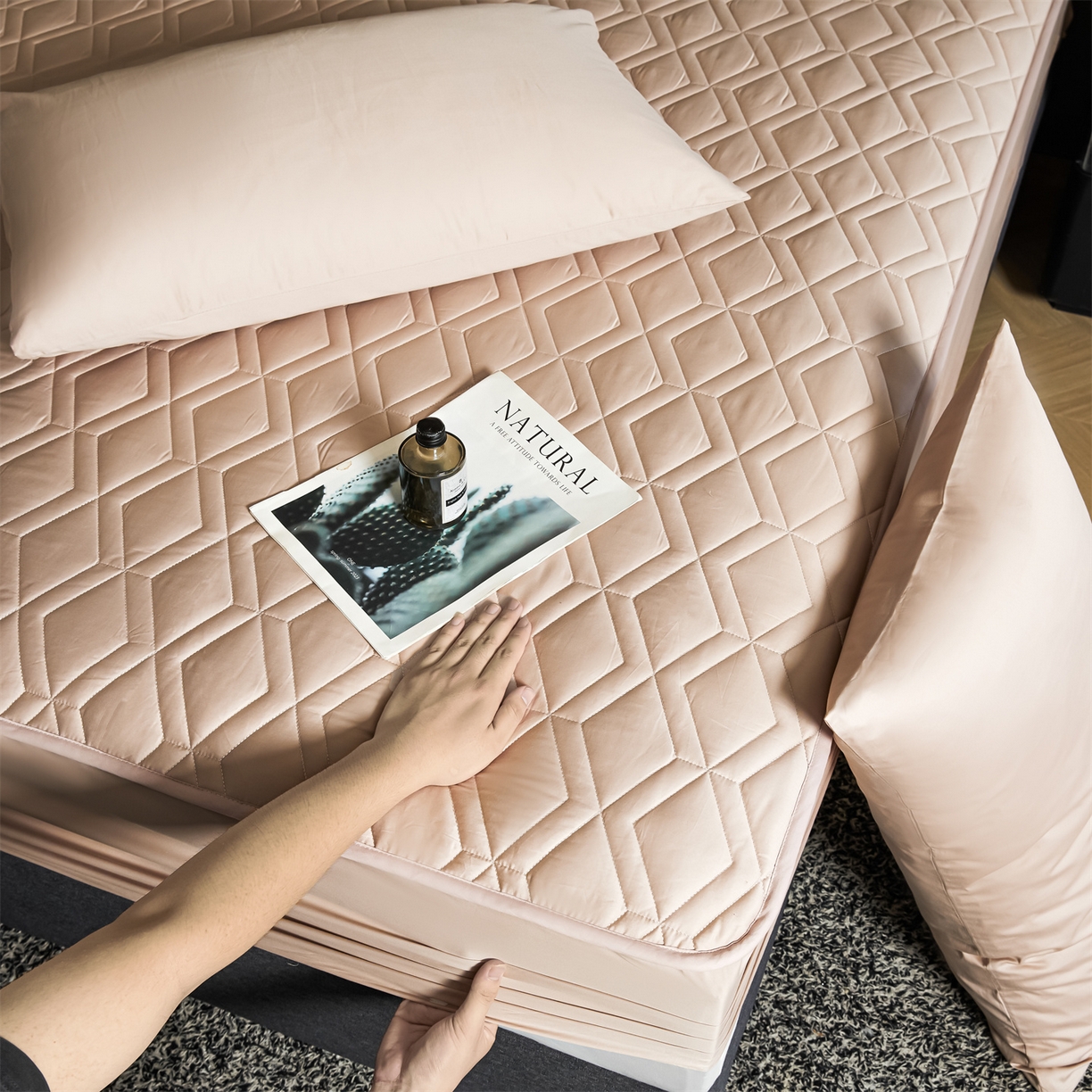 91家纺网 家纺一手货源 找家纺 优眠坊 2025新款60S全棉纯棉纯色床笠系列单床笠单品床笠单件床笠 千代粉