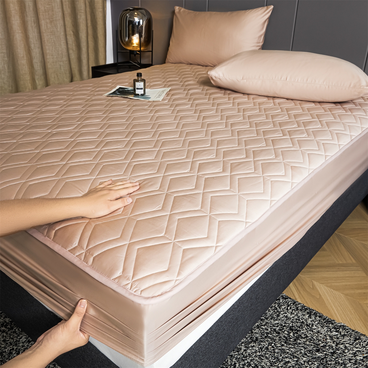 91家纺网 家纺一手货源 找家纺 优眠坊 2025新款60S全棉纯棉纯色床笠系列单床笠单品床笠单件床笠 千代粉