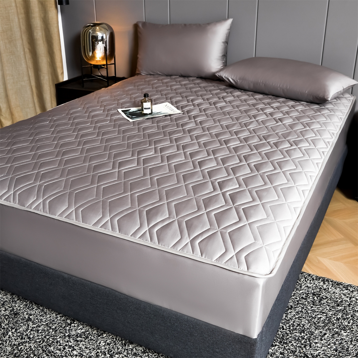 91家纺网 家纺一手货源 找家纺 优眠坊 2025新款60S全棉纯棉纯色床笠系列单床笠单品床笠单件床笠 香芋紫