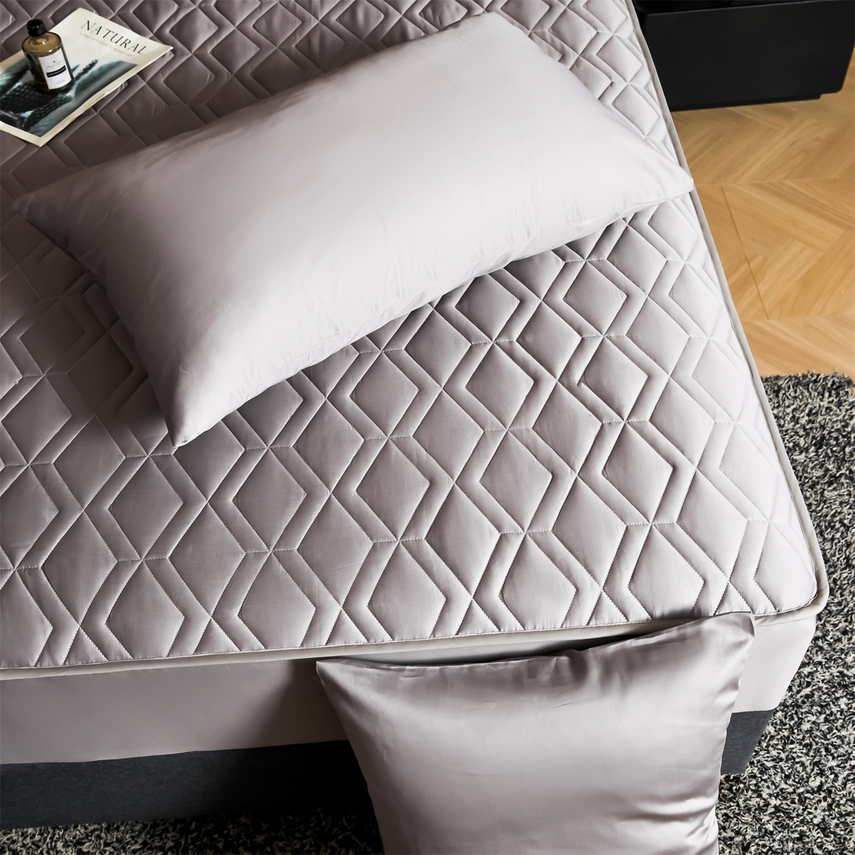 91家纺网 家纺一手货源 找家纺 优眠坊 2025新款60S全棉纯棉纯色床笠系列单床笠单品床笠单件床笠 香芋紫