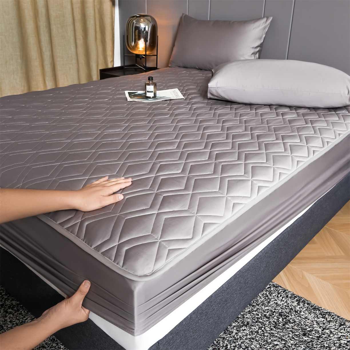 91家纺网 家纺一手货源 找家纺 优眠坊 2025新款60S全棉纯棉纯色床笠系列单床笠单品床笠单件床笠 香芋紫