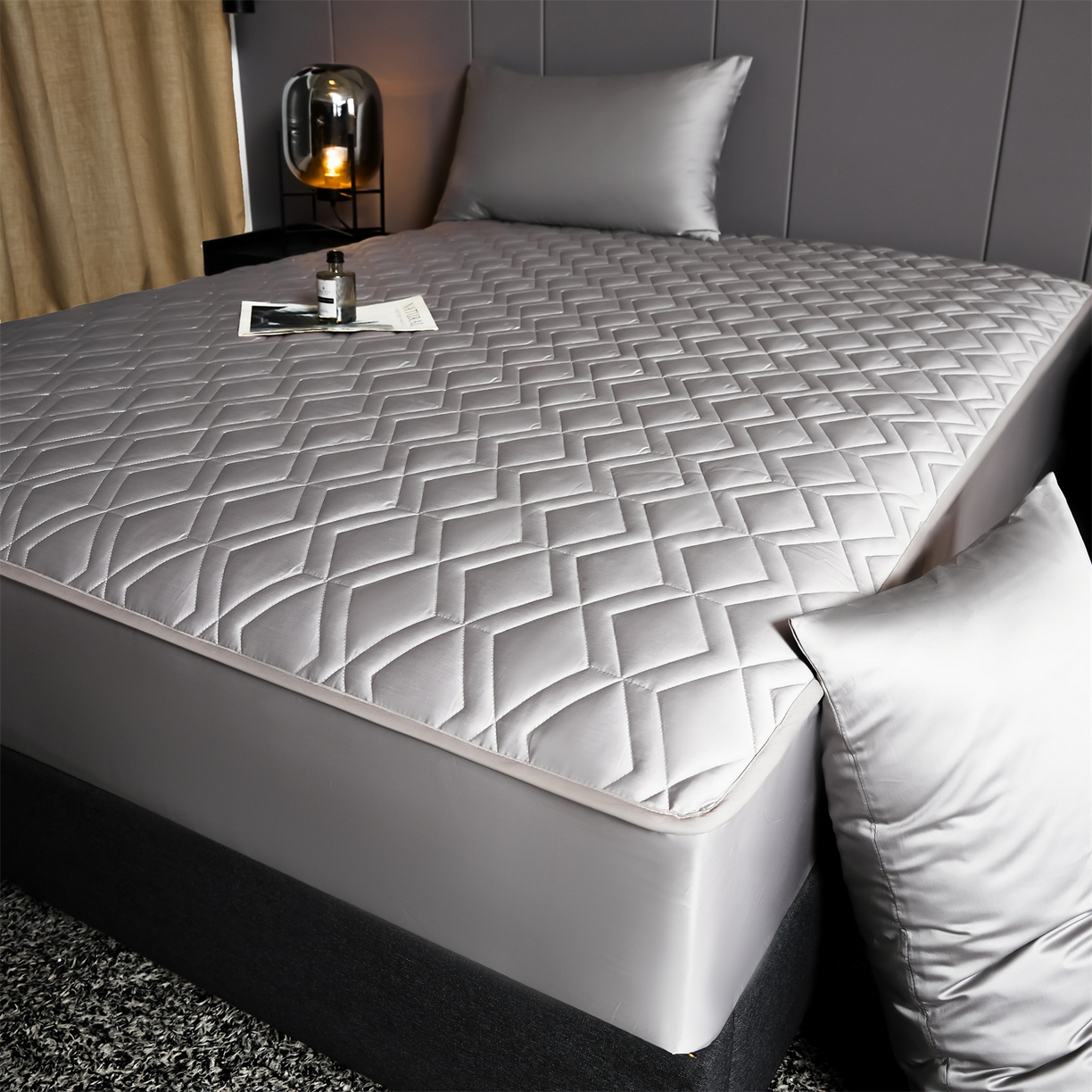 91家纺网 家纺一手货源 找家纺 优眠坊 2025新款60S全棉纯棉纯色床笠系列单床笠单品床笠单件床笠 雅士灰