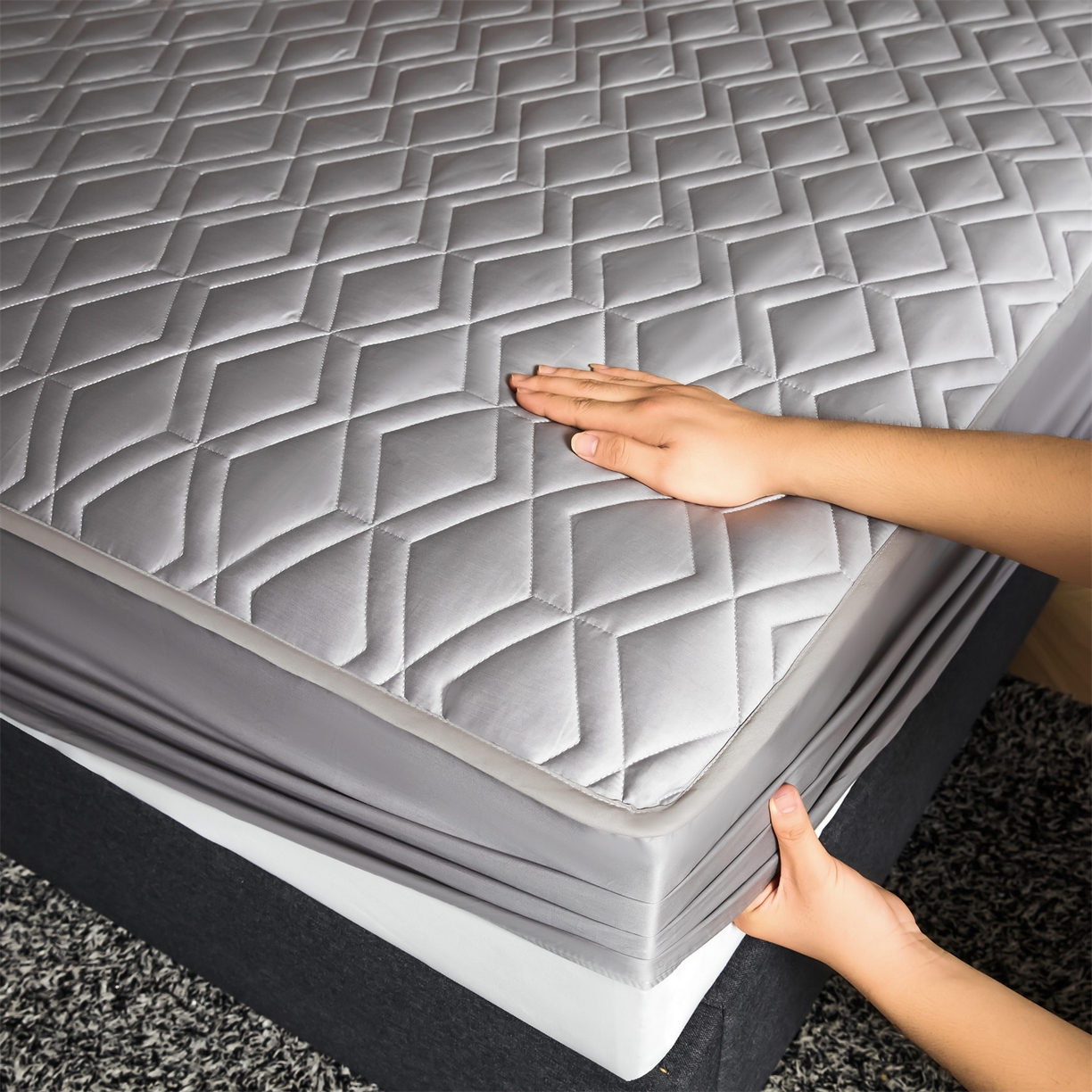 91家纺网 家纺一手货源 找家纺 优眠坊 2025新款60S全棉纯棉纯色床笠系列单床笠单品床笠单件床笠 雅士灰