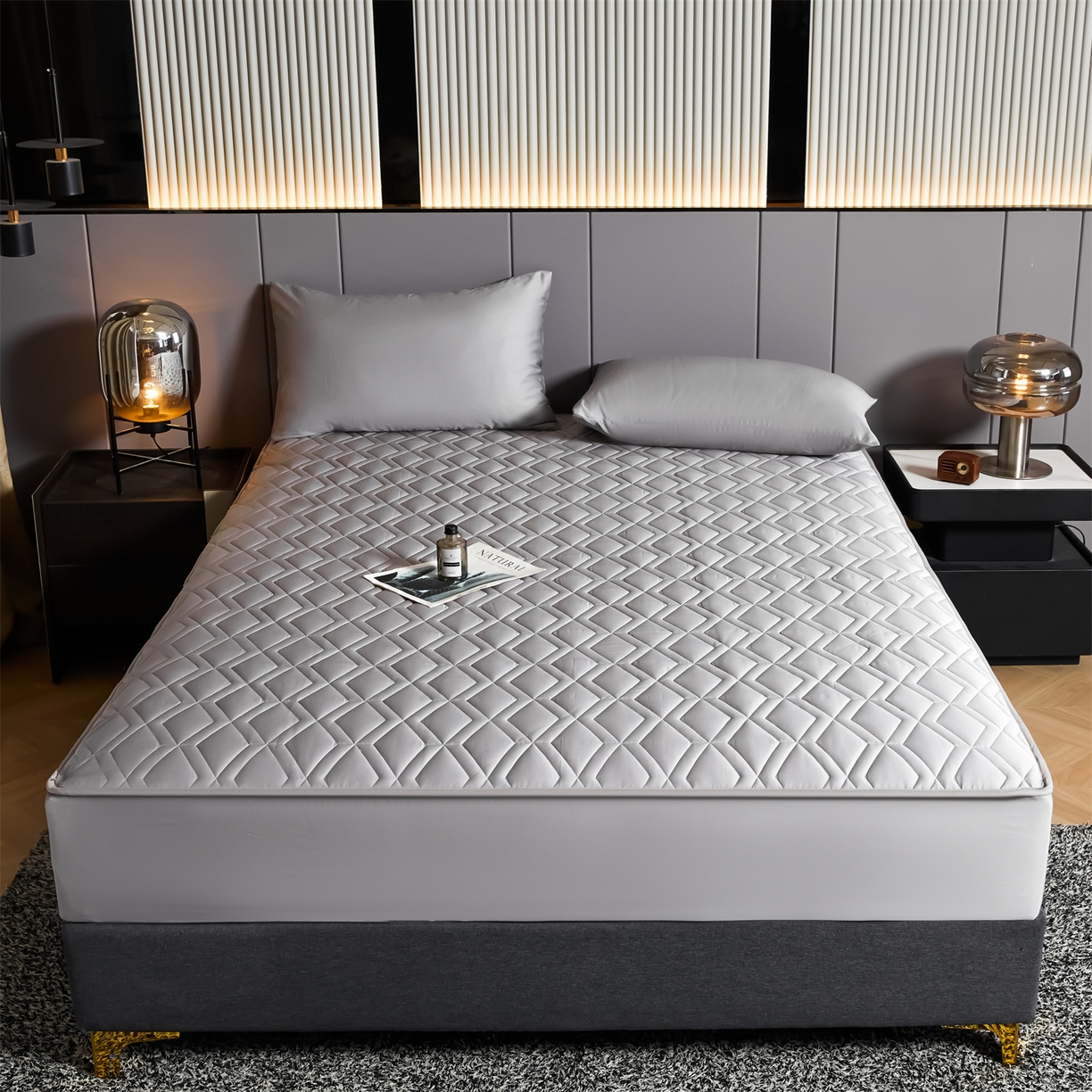 91家纺网 家纺一手货源 找家纺 优眠坊 2025新款60S全棉纯棉纯色床笠系列单床笠单品床笠单件床笠 雅士灰