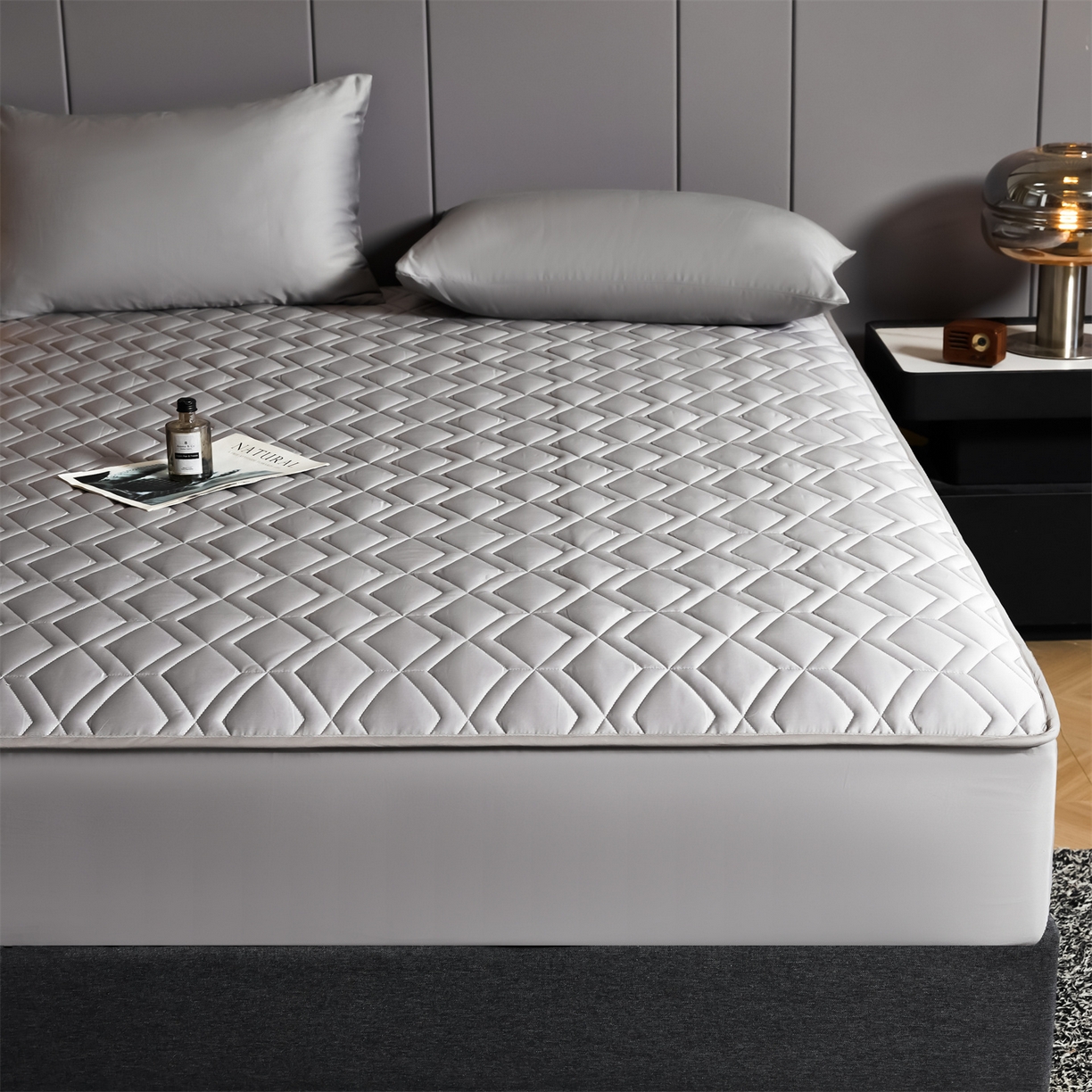 91家纺网 家纺一手货源 找家纺 优眠坊 2025新款60S全棉纯棉纯色床笠系列单床笠单品床笠单件床笠 雅士灰