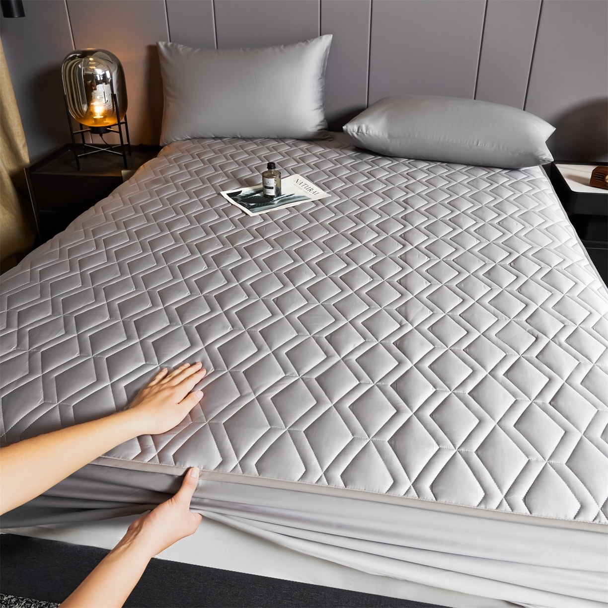 91家纺网 家纺一手货源 找家纺 优眠坊 2025新款60S全棉纯棉纯色床笠系列单床笠单品床笠单件床笠 雅士灰