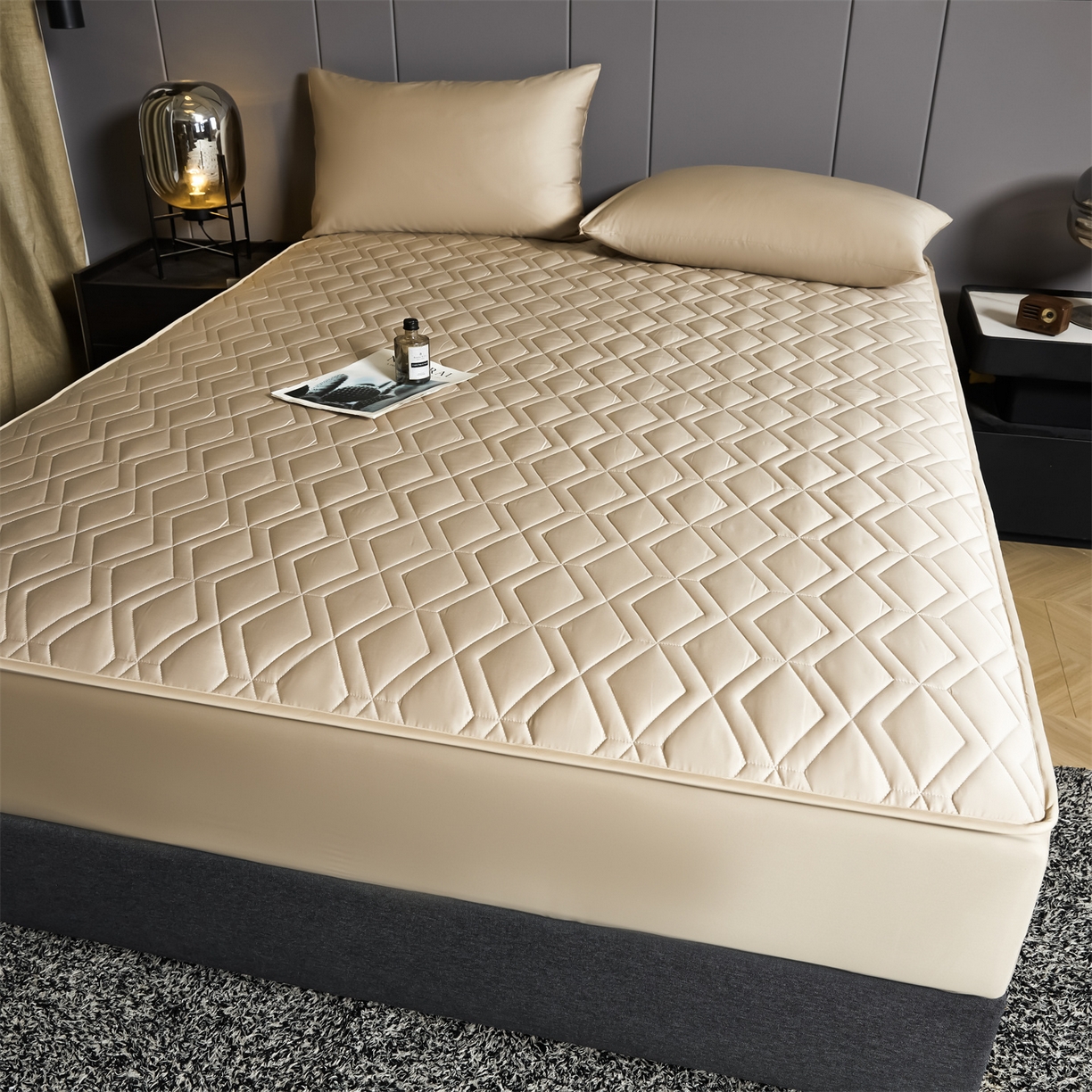 91家纺网 家纺一手货源 找家纺 优眠坊 2025新款60S全棉纯棉纯色床笠系列单床笠单品床笠单件床笠 郁香金