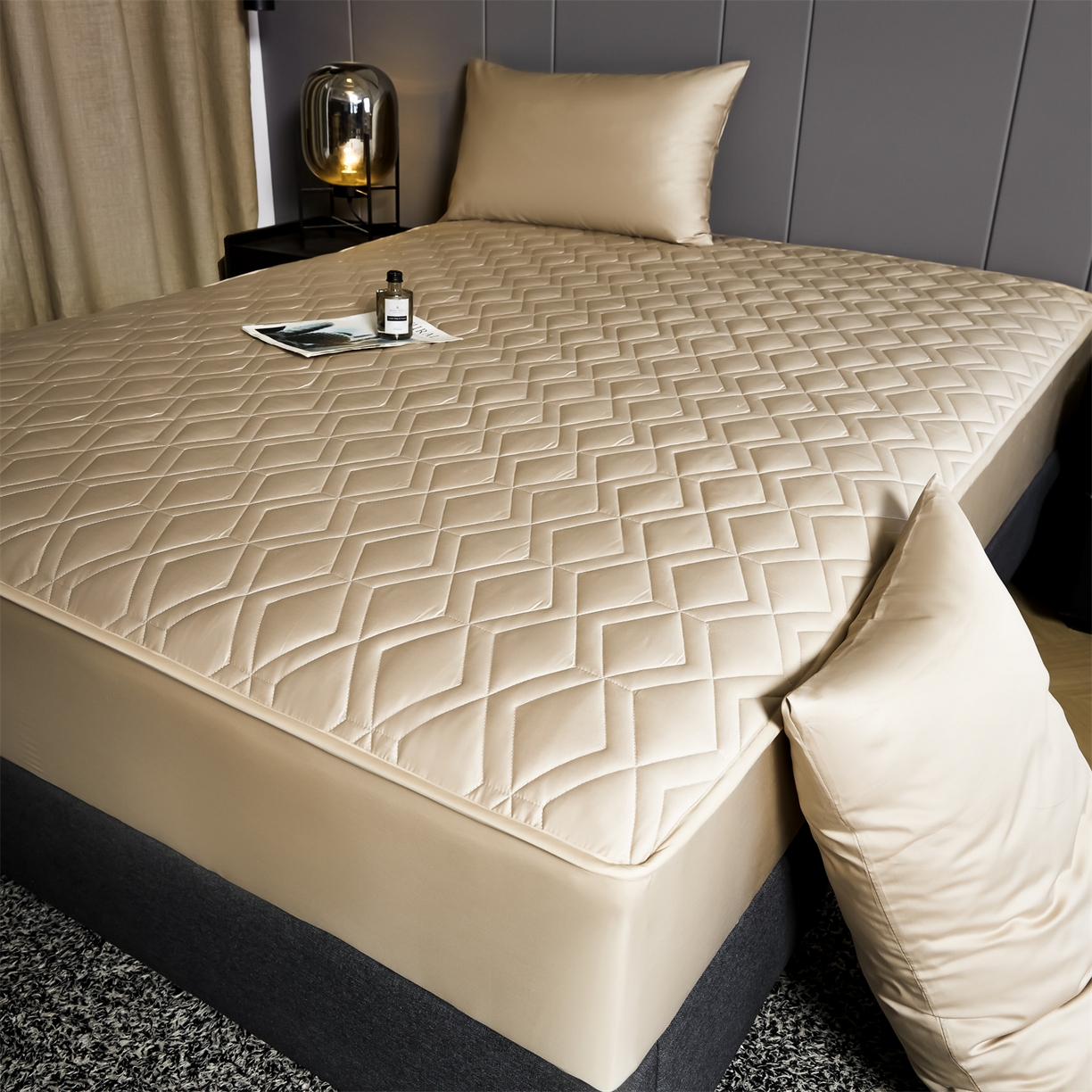 91家纺网 家纺一手货源 找家纺 优眠坊 2025新款60S全棉纯棉纯色床笠系列单床笠单品床笠单件床笠 郁香金