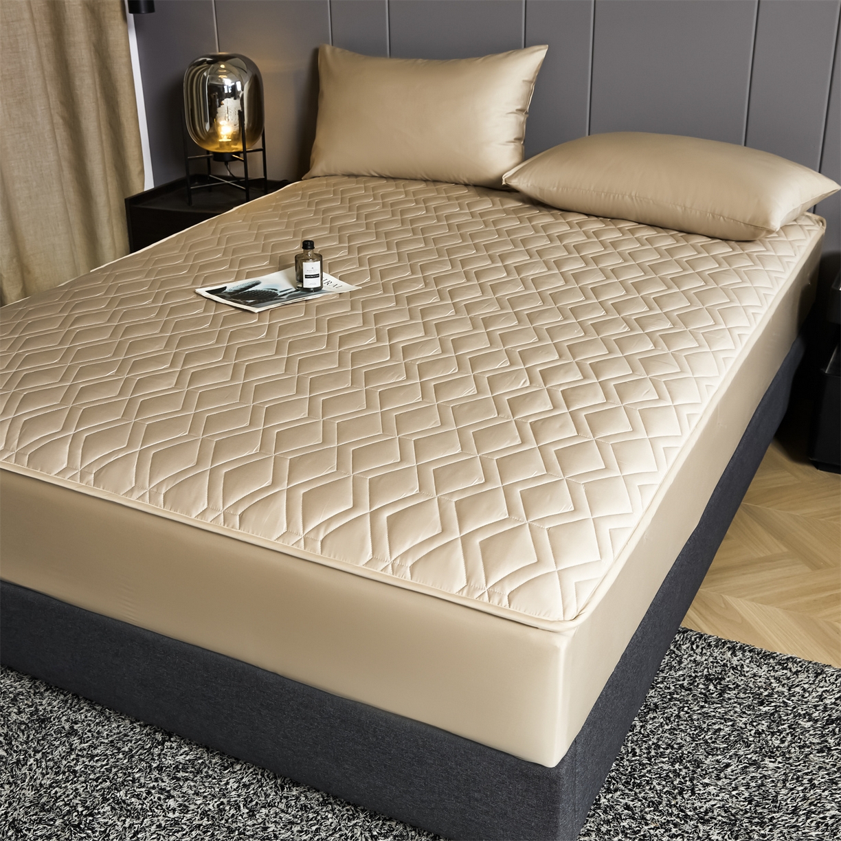 91家纺网 家纺一手货源 找家纺 优眠坊 2025新款60S全棉纯棉纯色床笠系列单床笠单品床笠单件床笠 郁香金