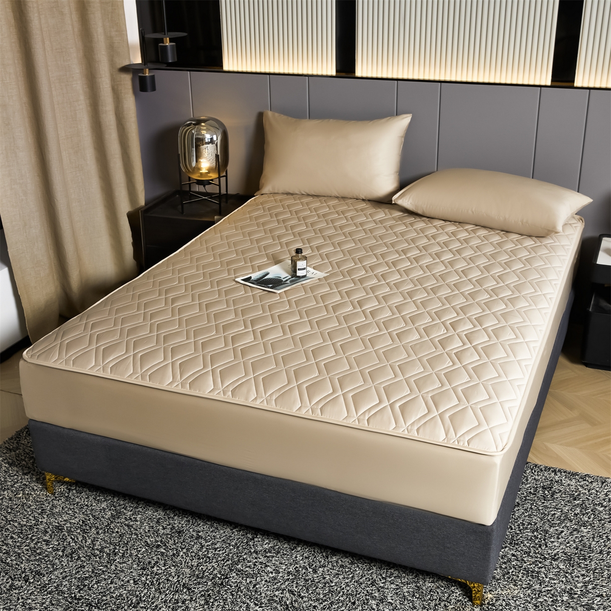 91家纺网 家纺一手货源 找家纺 优眠坊 2025新款60S全棉纯棉纯色床笠系列单床笠单品床笠单件床笠 郁香金