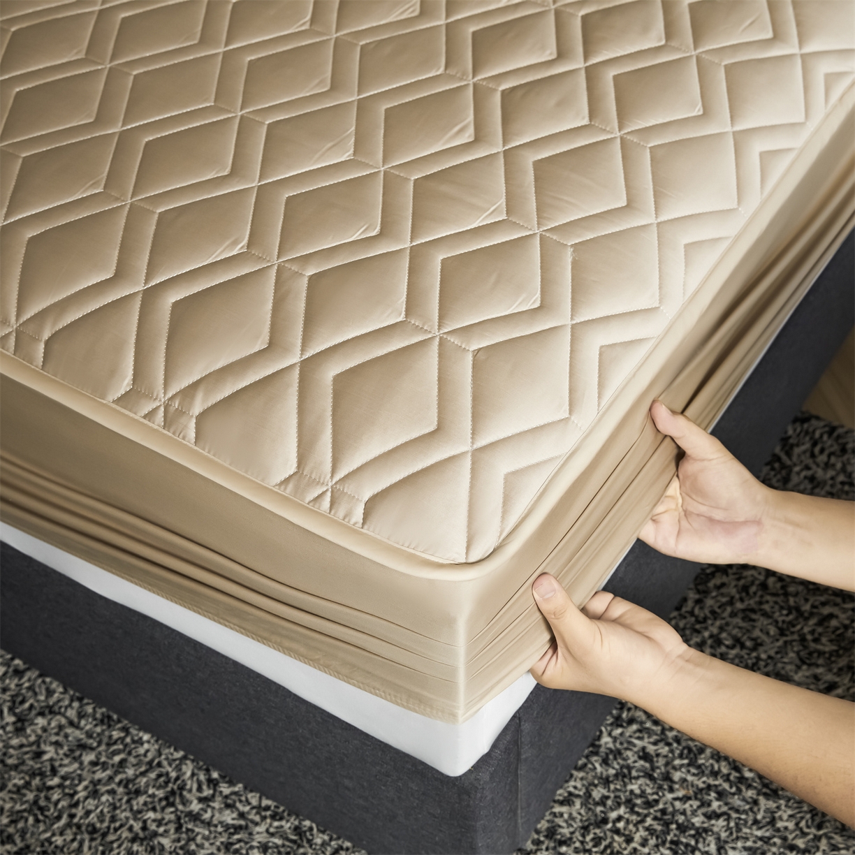 91家纺网 家纺一手货源 找家纺 优眠坊 2025新款60S全棉纯棉纯色床笠系列单床笠单品床笠单件床笠 郁香金