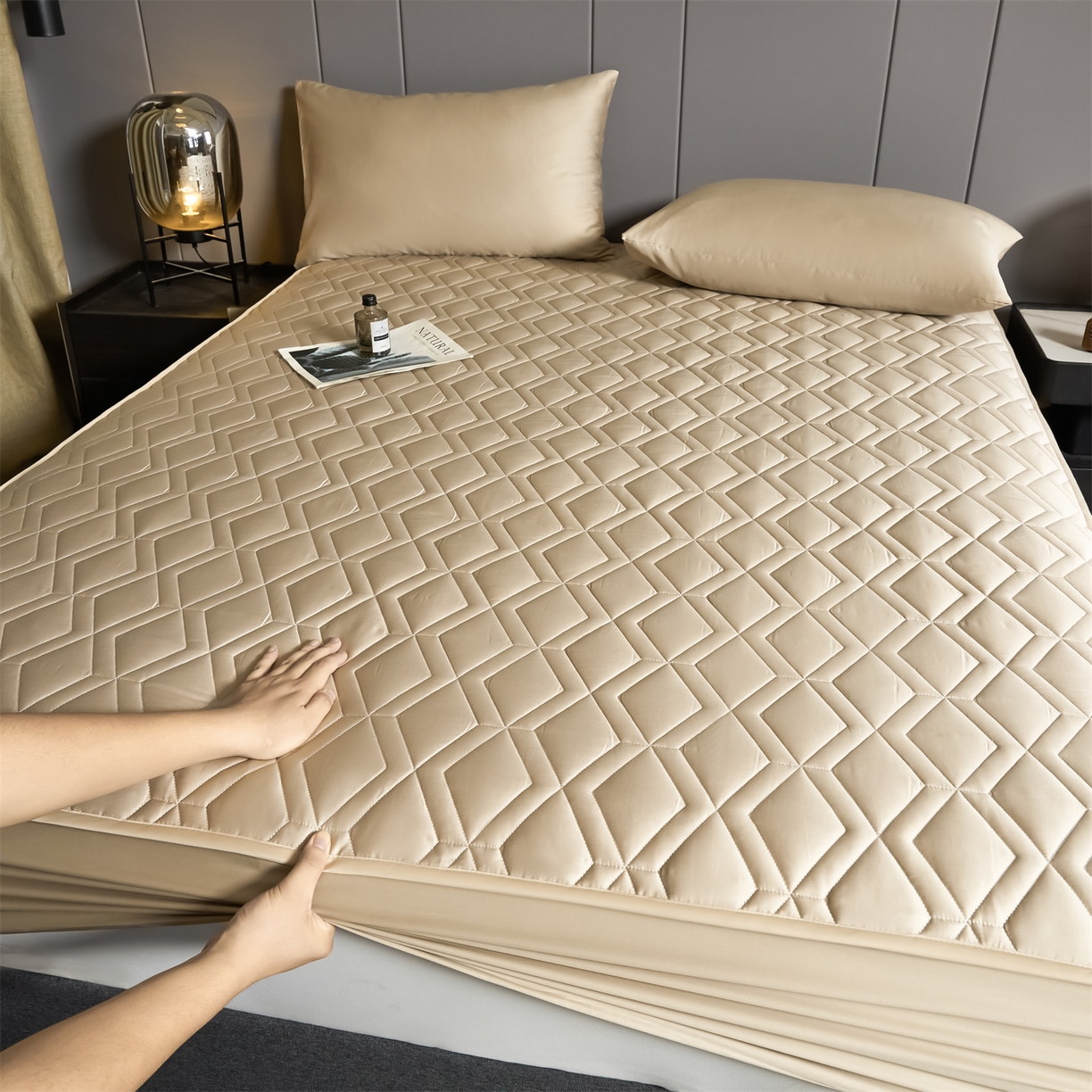 91家纺网 家纺一手货源 找家纺 优眠坊 2025新款60S全棉纯棉纯色床笠系列单床笠单品床笠单件床笠 郁香金