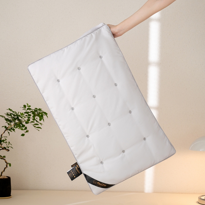 91家纺网 家纺一手货源 找家纺 鼎晟纺 2025新款柔赛丝轻柔二合一羽丝枕家用枕头枕芯 粉色